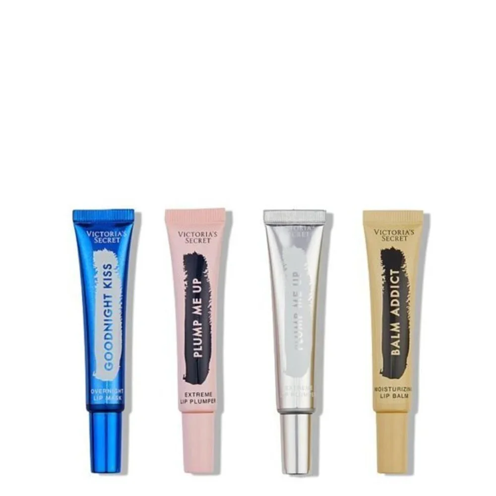 Victoria's Secret 4 Piece Lip Gloss Gift Set Pout Perfectors Scrub Mask Plumper